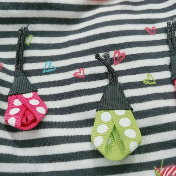 Adorable Ruffled Striped Ladybug Dress 6 Months - Picture 3 of 12
